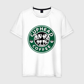 Мужская футболка хлопок с принтом CUPHEAD COFFEE в Санкт-Петербурге, 100% хлопок | прямой крой, круглый вырез горловины, длина до линии бедер, слегка спущенное плечо. | art | cartoon | coffee | cup | cuphead | devil | dice | game | king | mugman | starbucks | the | арт | бос | босс | голова | демон | дьявол | игра | капхед | кофе | магмен | мультик | мультфильм | платформер | старбакс | чаша | чашка | человек 