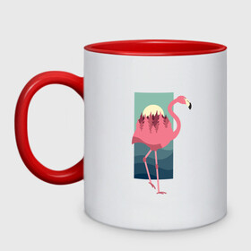 Кружка двухцветная с принтом Фламинго лес и закат в Санкт-Петербурге, керамика | объем — 330 мл, диаметр — 80 мм. Цветная ручка и кайма сверху, в некоторых цветах — вся внутренняя часть | Тематика изображения на принте: africa | afrika | bird | double exposure | fashion | flamingo | forest | landscape | pink flamingo | summer | sunset | африка | двойная экспозиция | лес | лето | мода | нарисованный фламинго | пейзаж | птица | рисунок | розовый фламинго | тре