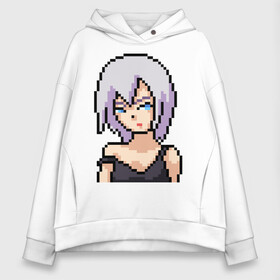 Женское худи Oversize хлопок с принтом Pixel art anime в Санкт-Петербурге, френч-терри — 70% хлопок, 30% полиэстер. Мягкий теплый начес внутри —100% хлопок | боковые карманы, эластичные манжеты и нижняя кромка, капюшон на магнитной кнопке | anime | art | girl | manga | pixel | аниме | арт | девушка | манга | пиксель