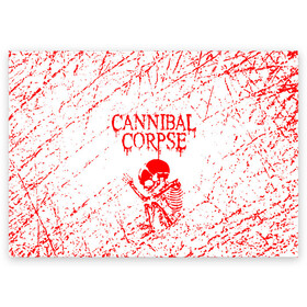 Поздравительная открытка с принтом cannibal corpse в Санкт-Петербурге, 100% бумага | плотность бумаги 280 г/м2, матовая, на обратной стороне линовка и место для марки
 | cannibal | cannibal corpse | cannibal corpse butchered at birth | cannibal corpse eaten back to life | cannibal corpse hammer smashed face | corpse | death metal | металл | пластинки с металлическим лезвием | рок | труп каннибала