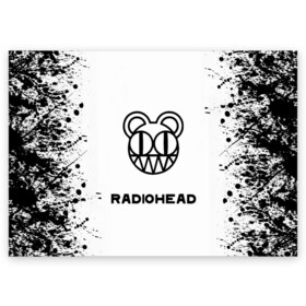 Поздравительная открытка с принтом radiohead в Санкт-Петербурге, 100% бумага | плотность бумаги 280 г/м2, матовая, на обратной стороне линовка и место для марки
 | Тематика изображения на принте: colin greenwood | dead air space | ed o’brien | eob | greenwood brothers | jnny | jonny and thom | jonny greenwood | nigel godrich | phil selway | radio head | radiohead | selway | thm yrk | tom yorke | xl | xl recordings | джонни гринвуд | колин гринвуд 