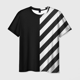 Мужская футболка 3D с принтом Черно-Белые Полосы в Санкт-Петербурге, 100% полиэфир | прямой крой, круглый вырез горловины, длина до линии бедер | black and white | lines | stripes | полосы | черно белый