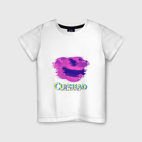 Детская футболка хлопок с принтом Cuphead Glitch в Санкт-Петербурге, 100% хлопок | круглый вырез горловины, полуприлегающий силуэт, длина до линии бедер | glitch | голова | фиолетовый | чашка