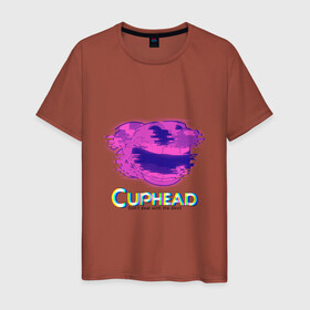 Мужская футболка хлопок с принтом Cuphead Glitch в Санкт-Петербурге, 100% хлопок | прямой крой, круглый вырез горловины, длина до линии бедер, слегка спущенное плечо. | glitch | голова | фиолетовый | чашка