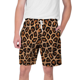 Мужские шорты 3D с принтом Шкура Леопарда в Санкт-Петербурге,  полиэстер 100% | прямой крой, два кармана без застежек по бокам. Мягкая трикотажная резинка на поясе, внутри которой широкие завязки. Длина чуть выше колен | leopard | skin | wool | кожа | леопард