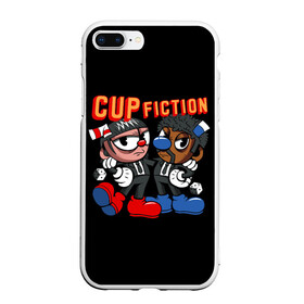 Чехол для iPhone 7Plus/8 Plus матовый с принтом CUP FICTION в Санкт-Петербурге, Силикон | Область печати: задняя сторона чехла, без боковых панелей | art | cartoon | cup | cuphead | devil | dice | fiction | game | king | mugman | pulp | the | арт | бос | босс | голова | демон | дьявол | игра | капхед | криминальное | магмен | мультик | мультфильм | платформер | чаша | чашка | человек | черт 