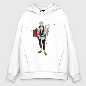 Мужское худи Oversize хлопок с принтом Gintama Gintoki   в Санкт-Петербурге, френч-терри — 70% хлопок, 30% полиэстер. Мягкий теплый начес внутри —100% хлопок | боковые карманы, эластичные манжеты и нижняя кромка, капюшон на магнитной кнопке | anime | ginatama | gintoki | manga | аниме | гинтама | гинтоки | друзья | манга