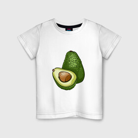 Детская футболка хлопок с принтом Аво в Санкт-Петербурге, 100% хлопок | круглый вырез горловины, полуприлегающий силуэт, длина до линии бедер | авокадо | косточка | половинка | пупырка | шершавый
