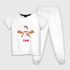 Детская пижама хлопок с принтом Mikasa в Санкт-Петербурге, 100% хлопок |  брюки и футболка прямого кроя, без карманов, на брюках мягкая резинка на поясе и по низу штанин
 | Тематика изображения на принте: ackerman | anime | attack | cute | final | girl | gun | kawai | kawaii | kyojin | mikasa | moon | no | on | season | shingeki | the | titan | аккерман | аниме | атака | воин | девушка | иероглифы | каваи | кавай | луна | микаса | милая | разведкорпус | ти