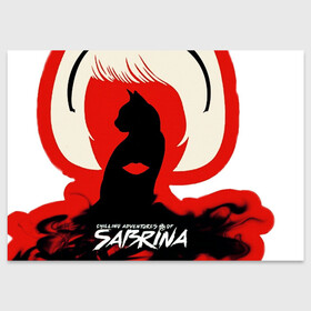 Поздравительная открытка с принтом Sabrina Spellman в Санкт-Петербурге, 100% бумага | плотность бумаги 280 г/м2, матовая, на обратной стороне линовка и место для марки
 | Тематика изображения на принте: sabrina | sabrina spellman | красный | леденящие душу приключения сабрины