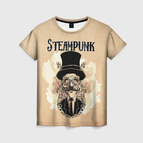 Женская футболка 3D с принтом Джентльмен в Санкт-Петербурге, 100% полиэфир ( синтетическое хлопкоподобное полотно) | прямой крой, круглый вырез горловины, длина до линии бедер | steampunk | арт | графика | обои | плакат | постер | стимпанк