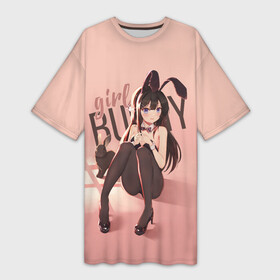 Платье-футболка 3D с принтом Bunny Girl apricot в Санкт-Петербурге,  |  | anime | aobuta | bunny | bunny girl | futaba | kaede | mai | nodoka | pfnds | rio | sakuta | shoko | аниме | анимэ | девочка зайка | зайка | каэдэ | комедия | маи | нодока | панда | рио | сакута | сёко | футаба | шоко