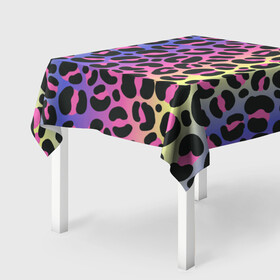 Скатерть 3D с принтом Neon Leopard Pattern в Санкт-Петербурге, 100% полиэстер (ткань не мнется и не растягивается) | Размер: 150*150 см | Тематика изображения на принте: africa | afrika | gradient | summer | tropical | африка | африканский узор | градиент | леопард | леопардовый узор | лето | неон | неоновое свечение | паттерт | пятна | разные цвета | саванна | тропики | тропический узор