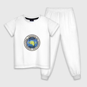 Детская пижама хлопок с принтом Тхэквондо ИТФ | Taekwondo ITF в Санкт-Петербурге, 100% хлопок |  брюки и футболка прямого кроя, без карманов, на брюках мягкая резинка на поясе и по низу штанин
 | Тематика изображения на принте: fightnerds | itf | lucky bro | taekwondo | tkd | ufc | wtf | боевые искусства | бокс | втф | единоборства | итф | каратэ | ката | корея | лаки бро | мма | мотивация | соревнования | спорт | таеквондо | тренировка | тхеквондо