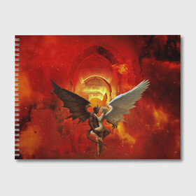 Альбом для рисования с принтом Ангел и демон в Санкт-Петербурге, 100% бумага
 | матовая бумага, плотность 200 мг. | ангел | демон | любовь | огонь | пламя | страсть