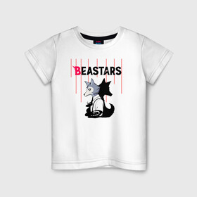 Детская футболка хлопок с принтом Легоси beastars в Санкт-Петербурге, 100% хлопок | круглый вырез горловины, полуприлегающий силуэт, длина до линии бедер | animals | beastars | legoshi | выдающиеся | звери | зверолюди | легоси