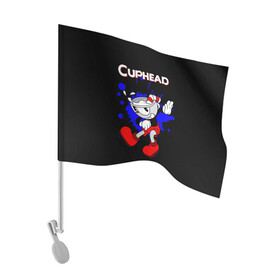 Флаг для автомобиля с принтом Cuphead в Санкт-Петербурге, 100% полиэстер | Размер: 30*21 см | cup head | cuphead | run and gun | детям | капхед | капхэд | логотипы игр | персонажи игр | чашка