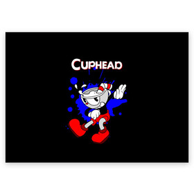 Поздравительная открытка с принтом Cuphead в Санкт-Петербурге, 100% бумага | плотность бумаги 280 г/м2, матовая, на обратной стороне линовка и место для марки
 | cup head | cuphead | run and gun | детям | капхед | капхэд | логотипы игр | персонажи игр | чашка