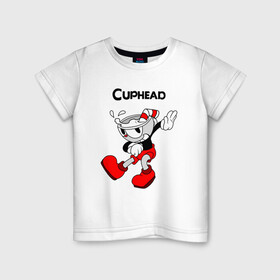 Детская футболка хлопок с принтом Cuphead Капхед в Санкт-Петербурге, 100% хлопок | круглый вырез горловины, полуприлегающий силуэт, длина до линии бедер | cup head | cuphead | run and gun | детям | капхед | капхэд | логотипы игр | персонажи игр | чашка