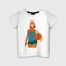 Детская футболка хлопок с принтом Красивая девушка с мячом. в Санкт-Петербурге, 100% хлопок | круглый вырез горловины, полуприлегающий силуэт, длина до линии бедер | баскетбол | векторная графика | девушка | день рождения | подарок | подарок парню