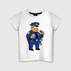 Детская футболка хлопок с принтом Шеф Виггам (Симпсоны) в Санкт-Петербурге, 100% хлопок | круглый вырез горловины, полуприлегающий силуэт, длина до линии бедер | simpsons | клэнси виггам | симпсоны | шеф виггам