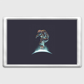 Магнит 45*70 с принтом Космонавт на скейтборде в Санкт-Петербурге, Пластик | Размер: 78*52 мм; Размер печати: 70*45 | астронавт | блеск | космонавт | космос | млечныйпуть | сияние | скейтборд
