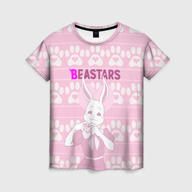 Женская футболка 3D с принтом Haru beastars в Санкт-Петербурге, 100% полиэфир ( синтетическое хлопкоподобное полотно) | прямой крой, круглый вырез горловины, длина до линии бедер | animals | beastars | haru | выдающиеся | звери | зверолюди | лапки | хару