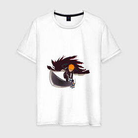 Мужская футболка хлопок с принтом Ичиго Куросаки в Санкт-Петербурге, 100% хлопок | прямой крой, круглый вырез горловины, длина до линии бедер, слегка спущенное плечо. | Тематика изображения на принте: anime | bleach | hero | ichigo kurosaki | manga | блич | герой | ичиго куросаки