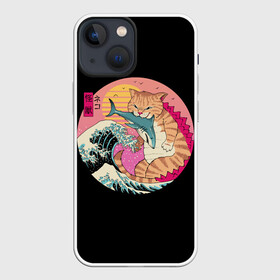 Чехол для iPhone 13 mini с принтом CATZILLA в Санкт-Петербурге,  |  | cat | cats | catzilla | godzilla | japan | kaiju | neko | ninja | retro | samurai | shark | wave | yakuza | акула | волна | годзилла | кайдзю | катана | кот | котенок | котзилла | коты | котэ | котята | кошка | неко | ниндзя | ретро | самурай | якудза