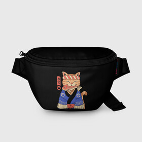 Поясная сумка 3D с принтом Суши Мастер в Санкт-Петербурге, 100% полиэстер | плотная ткань, ремень с регулируемой длиной, внутри несколько карманов для мелочей, основное отделение и карман с обратной стороны сумки застегиваются на молнию | cat | cats | japan | master | ninja | samurai | sushi | yakuza | катана | кот | котенок | коты | котэ | котята | кошка | мастер | ниндзя | самурай | суши | якудза | япония