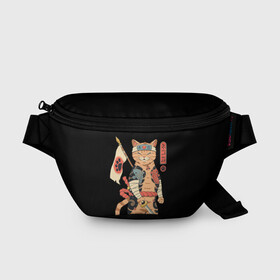 Поясная сумка 3D с принтом Shogun Cat в Санкт-Петербурге, 100% полиэстер | плотная ткань, ремень с регулируемой длиной, внутри несколько карманов для мелочей, основное отделение и карман с обратной стороны сумки застегиваются на молнию | cat | cats | japan | ninja | samurai | shogun | yakuza | катана | кот | котенок | коты | котэ | котята | кошка | ниндзя | самурай | сёгун | якудза | япония