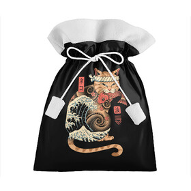 Подарочный 3D мешок с принтом Cat Wave в Санкт-Петербурге, 100% полиэстер | Размер: 29*39 см | cat | cats | japan | ninja | samurai | shogun | wave | yakuza | волна | катана | кот | котенок | коты | котэ | котята | кошка | ниндзя | самурай | сёгун | якудза | япония