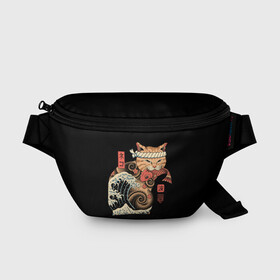 Поясная сумка 3D с принтом Cat Wave в Санкт-Петербурге, 100% полиэстер | плотная ткань, ремень с регулируемой длиной, внутри несколько карманов для мелочей, основное отделение и карман с обратной стороны сумки застегиваются на молнию | cat | cats | japan | ninja | samurai | shogun | wave | yakuza | волна | катана | кот | котенок | коты | котэ | котята | кошка | ниндзя | самурай | сёгун | якудза | япония