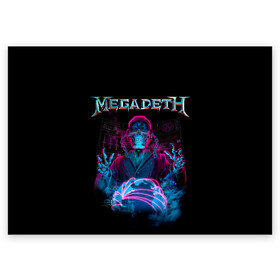 Поздравительная открытка с принтом MEGADETH в Санкт-Петербурге, 100% бумага | плотность бумаги 280 г/м2, матовая, на обратной стороне линовка и место для марки
 | grange | hardcore | megadeth | metal | music | punk | rock | trash | usa | мастейн | мегадес | метал | музыка | панк | рок | трэш