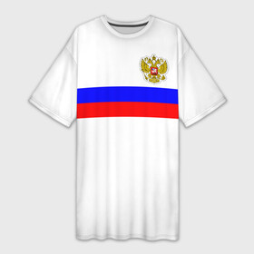Платье-футболка 3D с принтом СБОРНАЯ РОССИИ 2021 в Санкт-Петербурге,  |  | championat | game | olympic | russia | sport | герб | игра | комнда | олимпиада | россия | сборная | спорт | флаг | форма | футбол | чемпионат