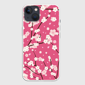 Чехол для iPhone 13 с принтом Сакура в Санкт-Петербурге,  |  | flowers | ветки сакуры | розовые цветочки | сакура | цветы