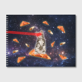 Альбом для рисования с принтом Котик в космосе в Санкт-Петербурге, 100% бумага
 | матовая бумага, плотность 200 мг. | Тематика изображения на принте: nyan cat | youtube | еда | космос | котик | мемы | пицца | психоделика | ютуб