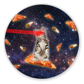 Коврик для мышки круглый с принтом Котик в космосе в Санкт-Петербурге, резина и полиэстер | круглая форма, изображение наносится на всю лицевую часть | nyan cat | youtube | еда | космос | котик | мемы | пицца | психоделика | ютуб