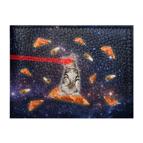 Обложка для студенческого билета с принтом Котик в космосе в Санкт-Петербурге, натуральная кожа | Размер: 11*8 см; Печать на всей внешней стороне | Тематика изображения на принте: nyan cat | youtube | еда | космос | котик | мемы | пицца | психоделика | ютуб