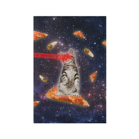Обложка для паспорта матовая кожа с принтом Котик в космосе в Санкт-Петербурге, натуральная матовая кожа | размер 19,3 х 13,7 см; прозрачные пластиковые крепления | nyan cat | youtube | еда | космос | котик | мемы | пицца | психоделика | ютуб
