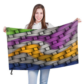 Флаг 3D с принтом АБСТРАКТ в Санкт-Петербурге, 100% полиэстер | плотность ткани — 95 г/м2, размер — 67 х 109 см. Принт наносится с одной стороны | молодежное | плетение | плетенка | хайп | цветное | циновка