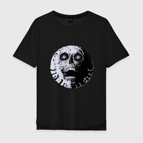 Мужская футболка хлопок Oversize с принтом Луна Череп в Санкт-Петербурге, 100% хлопок | свободный крой, круглый ворот, “спинка” длиннее передней части | Тематика изображения на принте: creepy | devil | halloween | hand | hands | horror | moon | satan | scream | skull | spooky | zombie | зомби | кратер | крик | крипота | лунный череп | мистика | мистицизм | руки | сатанизм | ужасы | хеллоуин | хоррор | хоррор мерч | хэллоуин |