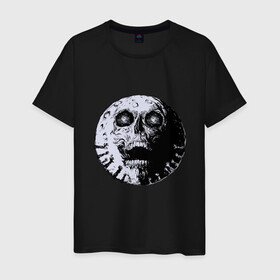 Мужская футболка хлопок с принтом Луна Череп в Санкт-Петербурге, 100% хлопок | прямой крой, круглый вырез горловины, длина до линии бедер, слегка спущенное плечо. | Тематика изображения на принте: creepy | devil | halloween | hand | hands | horror | moon | satan | scream | skull | spooky | zombie | зомби | кратер | крик | крипота | лунный череп | мистика | мистицизм | руки | сатанизм | ужасы | хеллоуин | хоррор | хоррор мерч | хэллоуин |