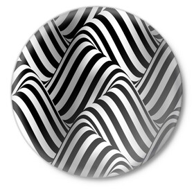 Значок с принтом 3D Иллюзия в Санкт-Петербурге,  металл | круглая форма, металлическая застежка в виде булавки | 3d texture | абстракция | оптическая иллюзия | полосы | черно белое