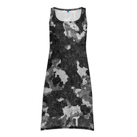 Платье-майка 3D с принтом Gray Camouflage в Санкт-Петербурге, 100% полиэстер | полуприлегающий силуэт, широкие бретели, круглый вырез горловины, удлиненный подол сзади. | army | camo | camouflage | military | камуфляж