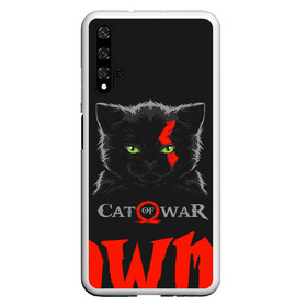 Чехол для Honor 20 с принтом Cat of war в Санкт-Петербурге, Силикон | Область печати: задняя сторона чехла, без боковых панелей | cat | gad of war | game | games | god of war | god of wor | атрей | атрэй | бог войны | игра | игры | кот | котёнок | кошки | кратос