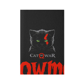 Обложка для паспорта матовая кожа с принтом Cat of war в Санкт-Петербурге, натуральная матовая кожа | размер 19,3 х 13,7 см; прозрачные пластиковые крепления | cat | gad of war | game | games | god of war | god of wor | атрей | атрэй | бог войны | игра | игры | кот | котёнок | кошки | кратос