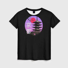 Женская футболка 3D с принтом Япония в Санкт-Петербурге, 100% полиэфир ( синтетическое хлопкоподобное полотно) | прямой крой, круглый вырез горловины, длина до линии бедер | восток | восточное | закат | закаты | катана | катаны | мечи | самураи | самурай | япония