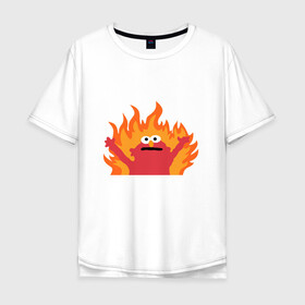 Мужская футболка хлопок Oversize с принтом маппет в Санкт-Петербурге, 100% хлопок | свободный крой, круглый ворот, “спинка” длиннее передней части | fire | muppet | маппет | огонь | улица сезам | элмо