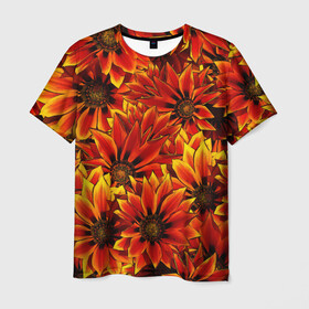 Мужская футболка 3D с принтом Цветы в Санкт-Петербурге, 100% полиэфир | прямой крой, круглый вырез горловины, длина до линии бедер | вайб | молодежное | хайп | цветы | яркое